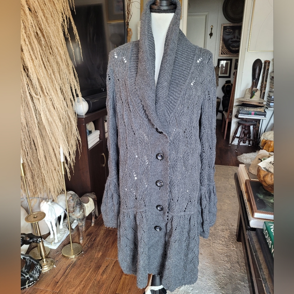 Diane Von Furstenberg Gray Cable Knit Sweater